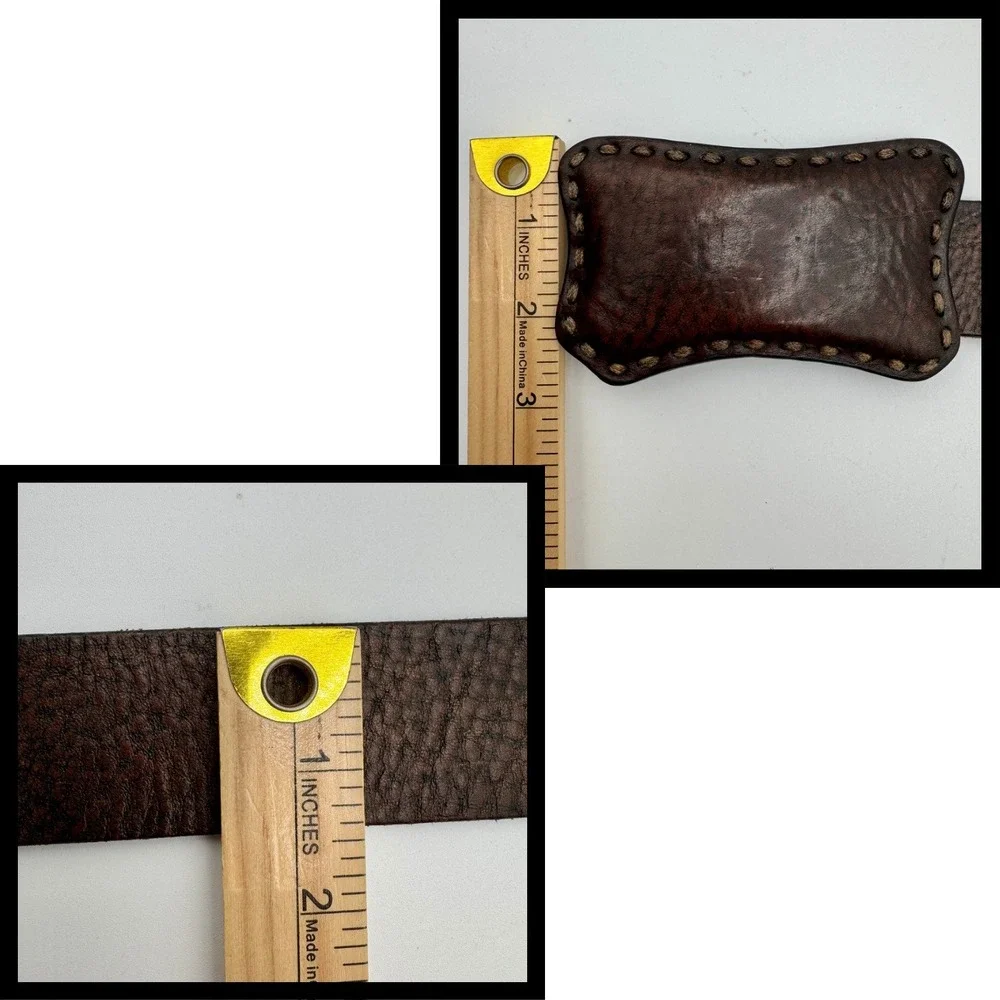 Fossil Full Grain Cowhide Leather Belt Distressed Whipstitch Buckle‎ 32 Brown